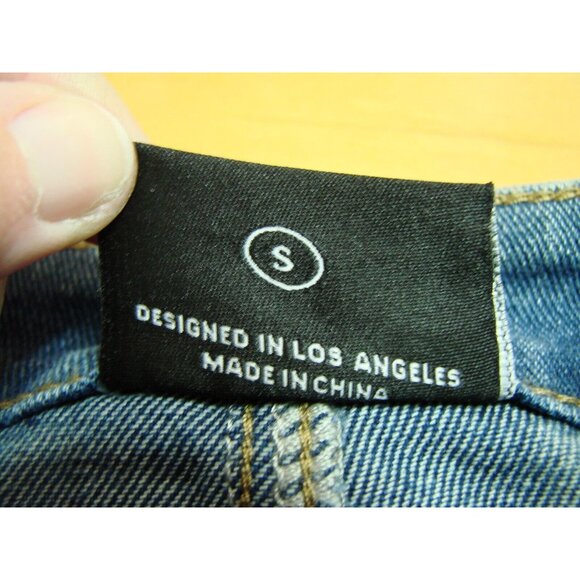 Miou Muse Midi Denim Cargo Straight Skirt Size Small Front Slit Pockets Utility - Picture 6 of 11